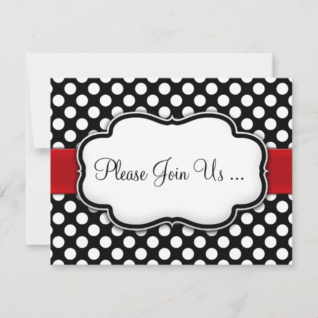 Invitations Posh noir et blanc Polka Dot (Devant)