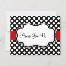 Invitations Posh noir et blanc Polka Dot