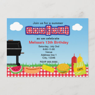 Invitations pour barbecue d'été dans le parc