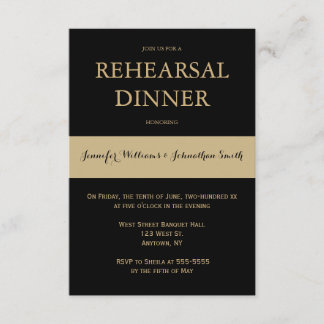Invitations pour dîner de répétition moderne noir 