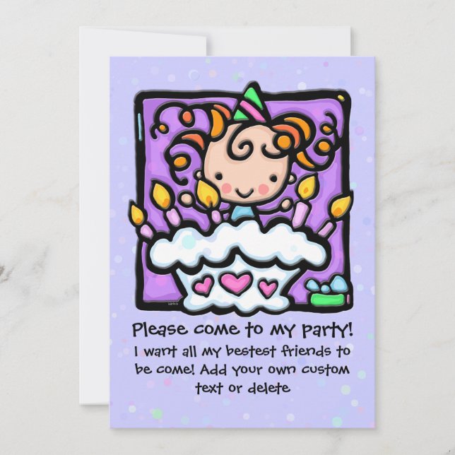 Invitations pour fêtes d'anniversaire PURPLE (Devant)