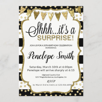 Invitations pour la fête d'anniversaire Black and 