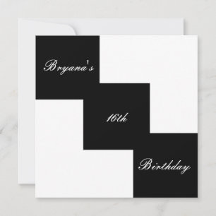 Invitations pour la fête d'anniversaire Black & Wh