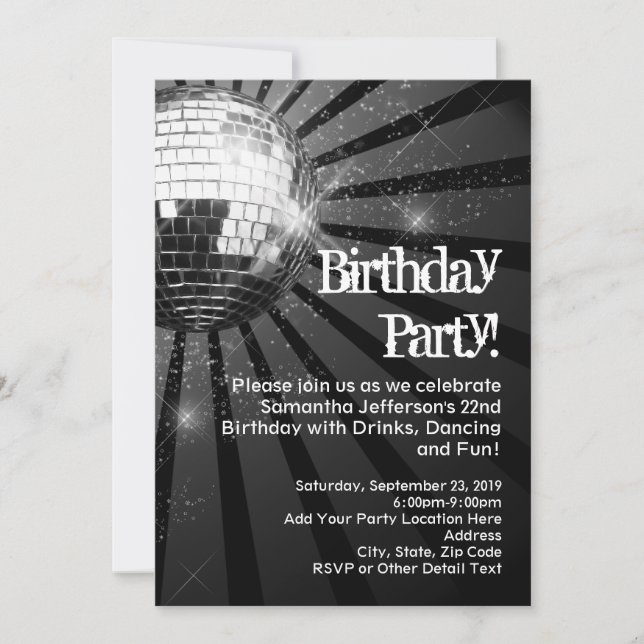 Invitations pour la fête d'anniversaire de Disco D (Devant)