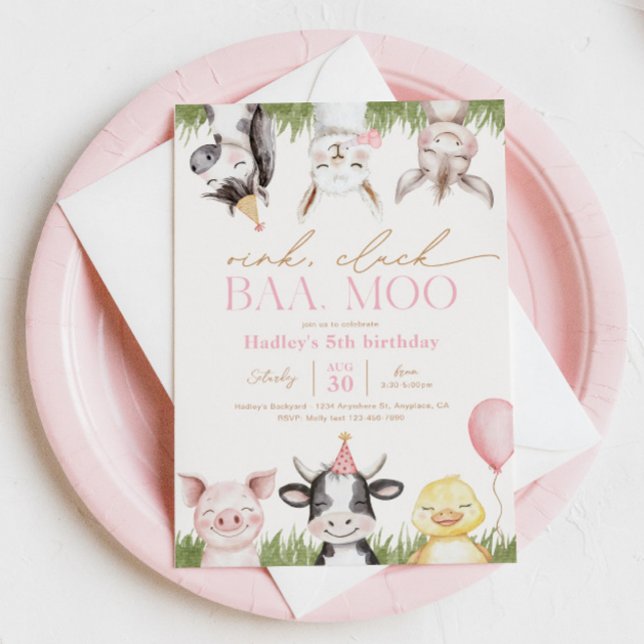 Invitations pour la fête d'anniversaire de la ferm (Créateur téléchargé)