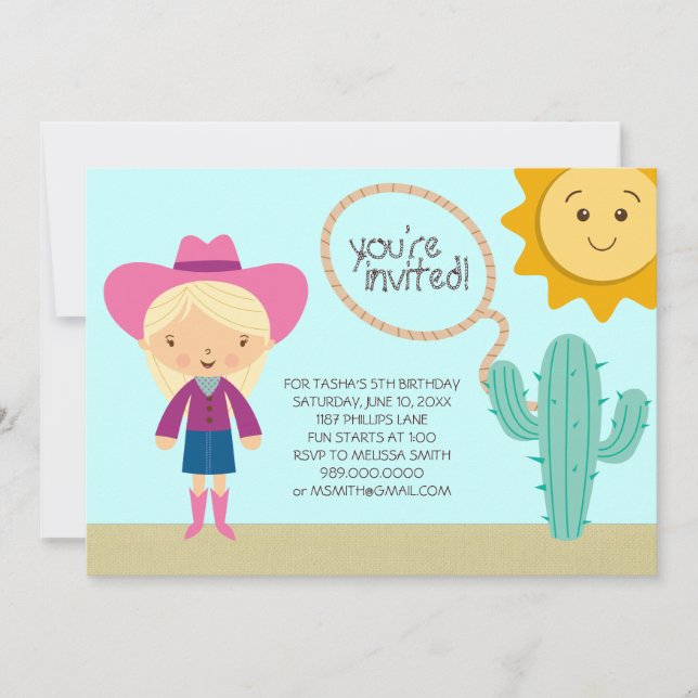Invitations pour la fête d'anniversaire de la fill (Devant)