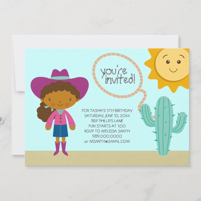 Invitations pour la fête d'anniversaire de la fill (Devant)