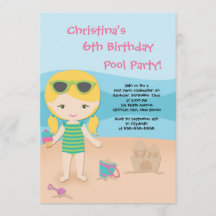 Invitations pour la fête d'anniversaire de la plag