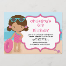 Invitations pour la fête d'anniversaire de la plag