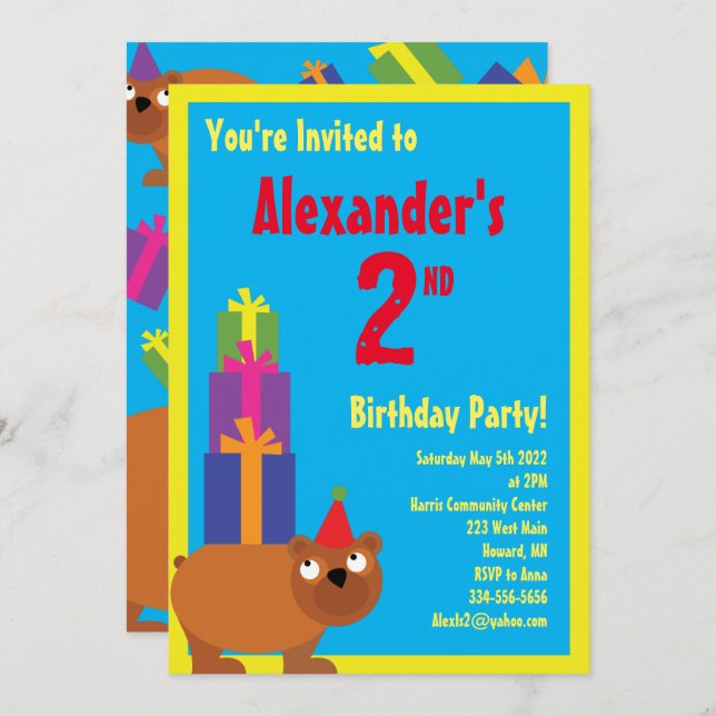 Invitations pour la fête d'anniversaire de l'anima (Devant / Derrière)