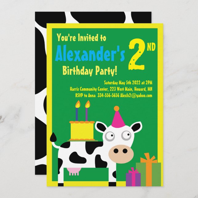 Invitations pour la fête d'anniversaire de l'anima (Devant / Derrière)