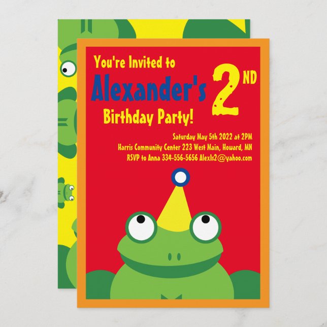 Invitations pour la fête d'anniversaire de l'anima (Devant / Derrière)