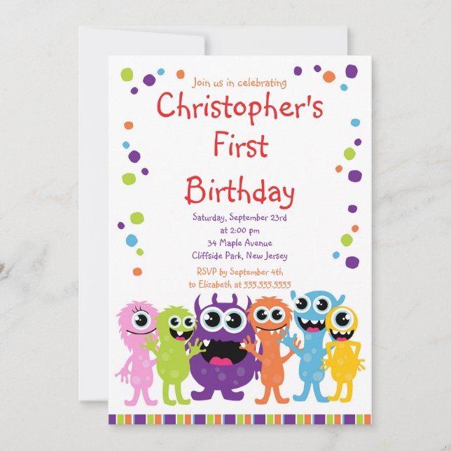 Invitations pour la fête d'anniversaire de mignonn (Devant)