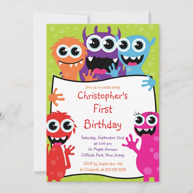 Invitations pour la fête d'anniversaire de mignonn (Devant)
