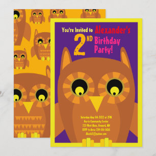 Invitations pour la fête d'anniversaire de Owl Ani