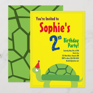 Invitations pour la fête d'anniversaire de Turtle