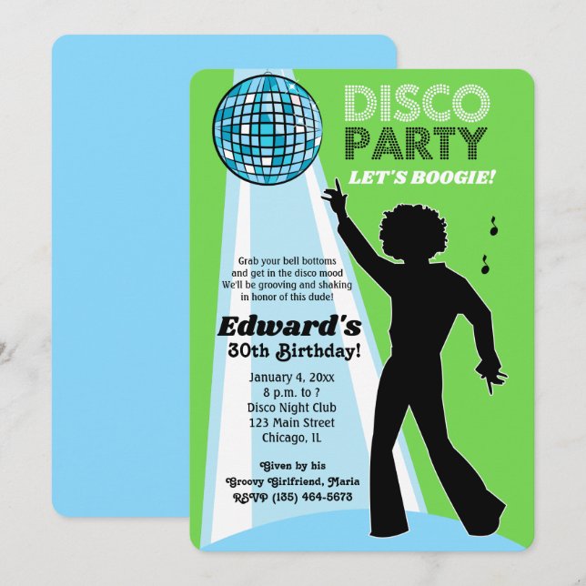 Invitations pour la fête d'anniversaire des adulte (Devant / Derrière)