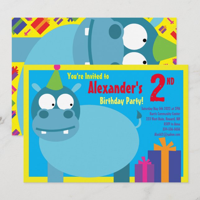 Invitations pour la fête d'anniversaire des enfant (Devant / Derrière)