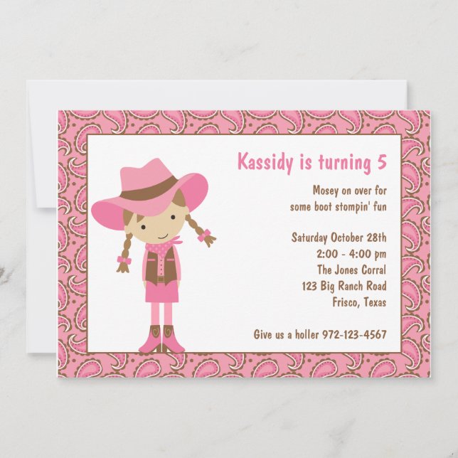 Invitations pour l'anniversaire de la jeune fille (Devant)