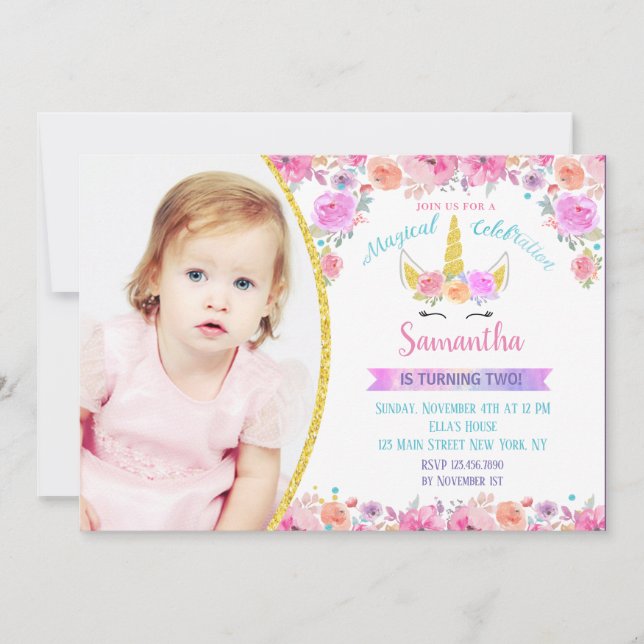 Invitations pour l'anniversaire de la photo de l'U (Devant)