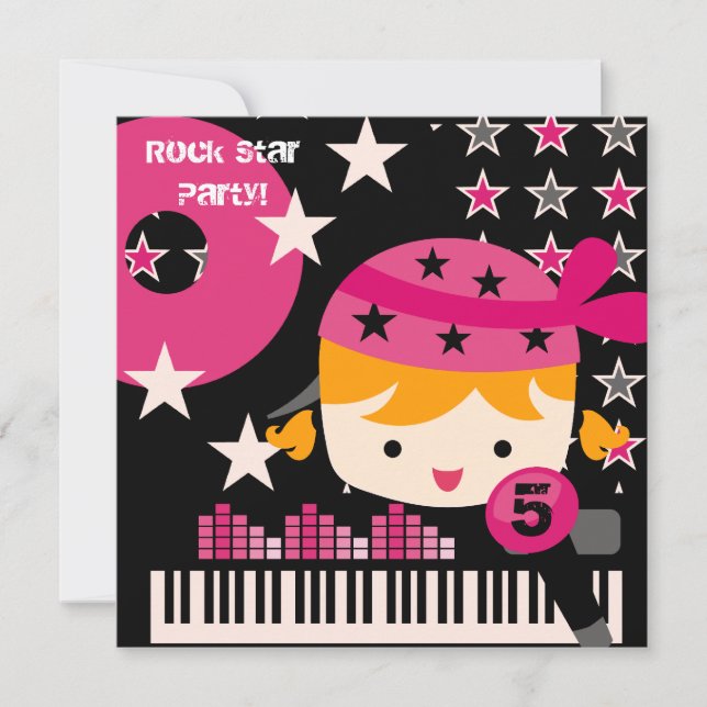 Invitations pour l'anniversaire de l'étoile rock p (Devant)