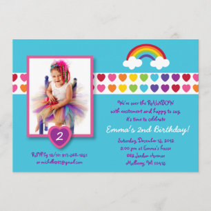Invitations pour l'anniversaire de Rainbow Heart