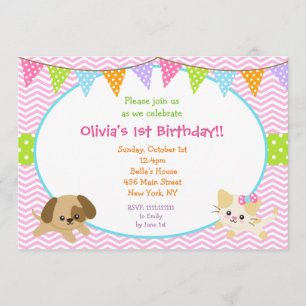 Invitations pour l'anniversaire des chiots et des 