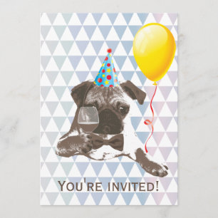 Invitations pour l'anniversaire du Carlin et du vi