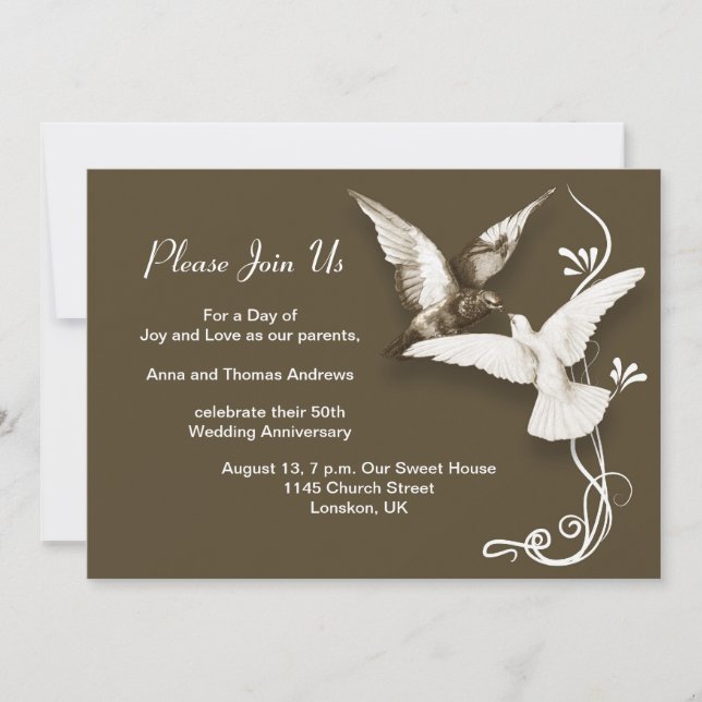 invitations pour l'anniversaire du mariage (Devant)