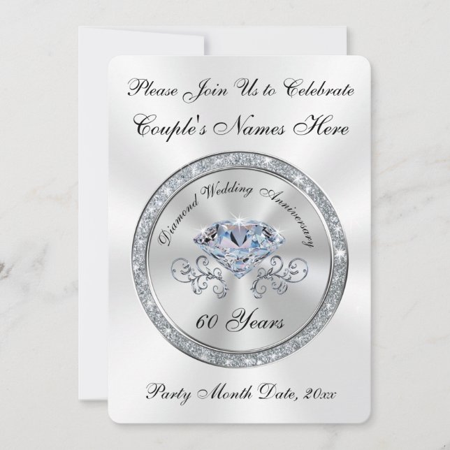 Invitations pour l'anniversaire du Mariage de diam (Devant)