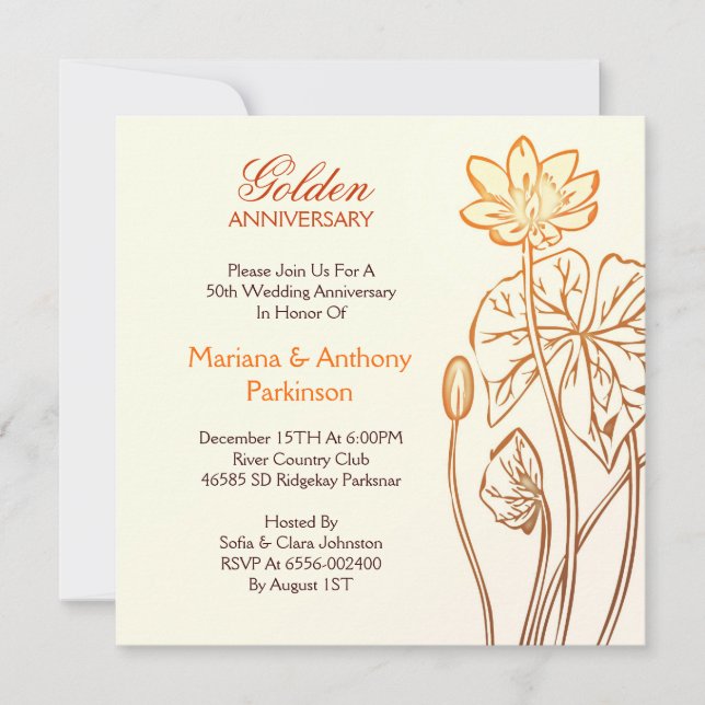 invitations pour l'anniversaire du mariage d'or (Devant)