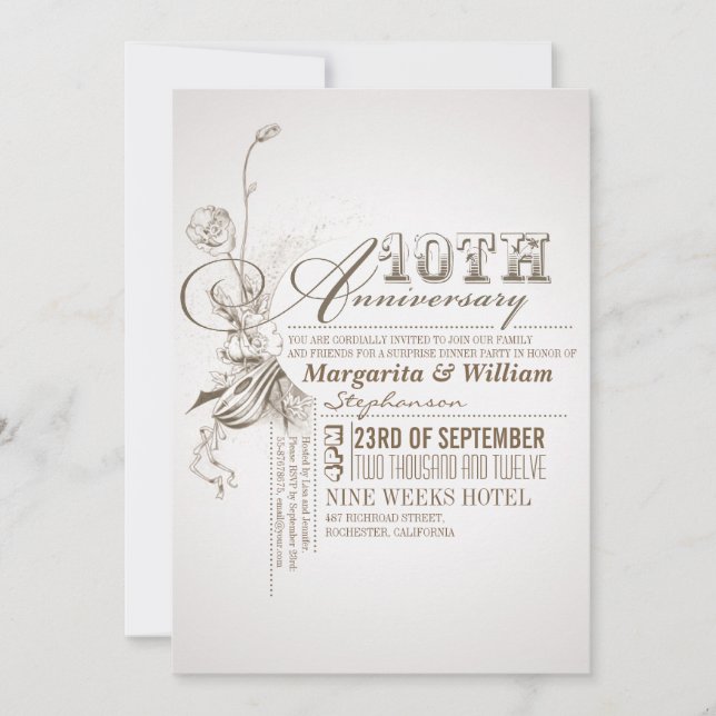 invitations pour le 10ème anniversaire avec une be (Devant)