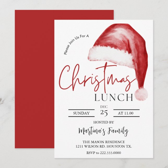 Invitations pour le déjeuner de Noël (Devant / Derrière)