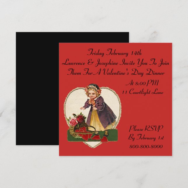 Invitations pour le dîner de la Saint-Valentin Vin (Devant / Derrière)
