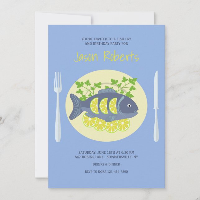 Invitations pour le dîner de poisson frit (Devant)