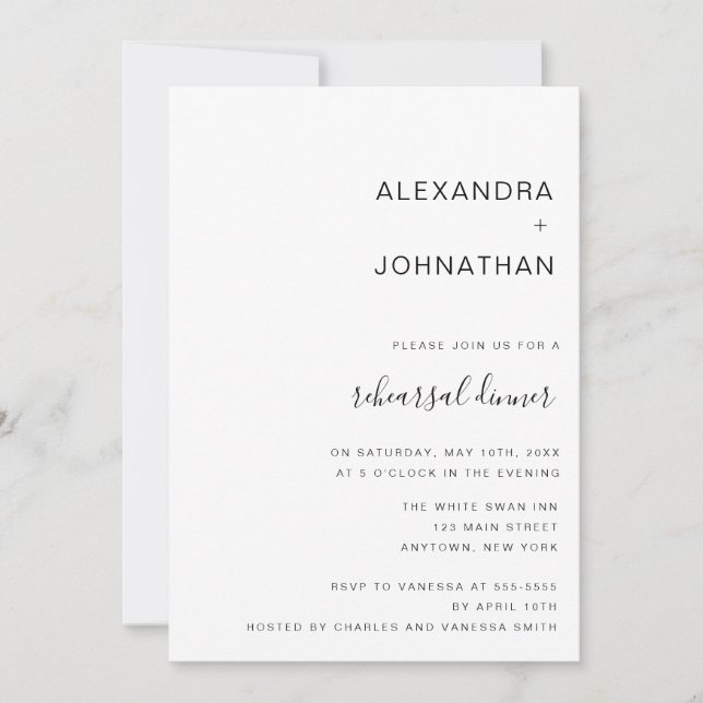 Invitations pour le dîner de répétition classique  (Devant)
