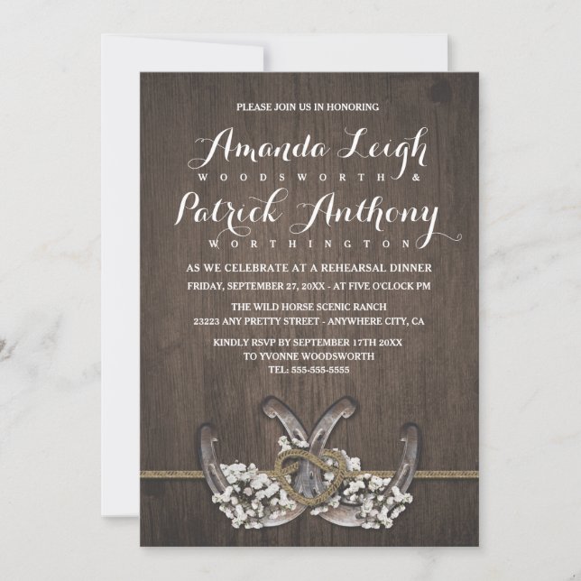Invitations pour le dîner de répétition en fer à c (Devant)