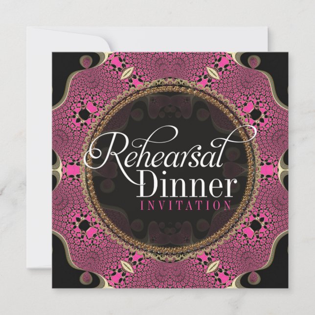 Invitations pour le dîner de répétition rose super (Devant)