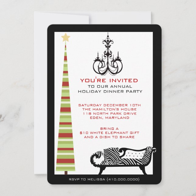 Invitations pour le dîner de vacances (Devant)