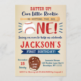 Invitations pour le premier anniversaire du baseba