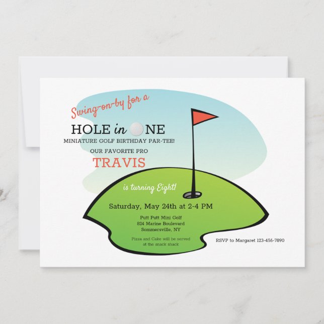 Invitations pour les fêtes d'anniversaire de golf (Devant)