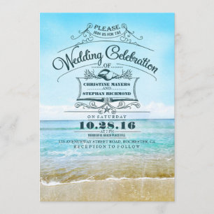 Invitations pour les mariages à la plage rétro Imm