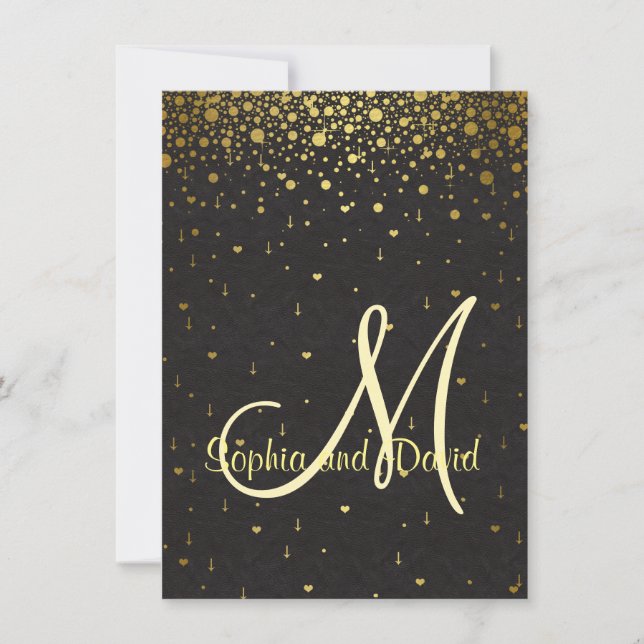 Invitations pour mariages | Gold Glam Confetti Inv (Devant)