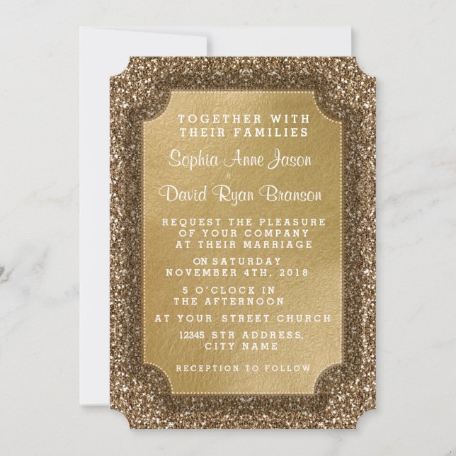 Invitations pour mariages | Gold Leaf&Parties scin (Devant)