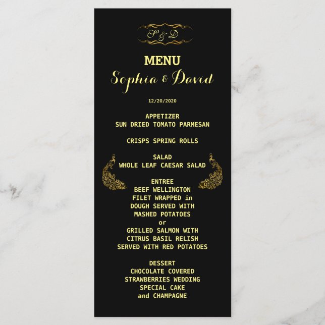 Invitations pour mariages | Gold Peacock Black Men (Devant)