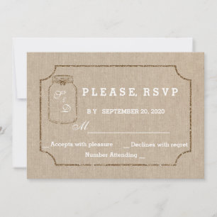 Invitations pour mariages   Mason Jar Linen Canvas