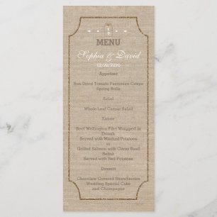 Invitations pour mariages   Menu Mason Jar Linen C