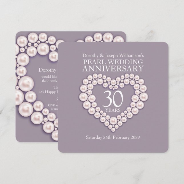 Invitations pour une fête d'anniversaire de mariag (Devant / Derrière)