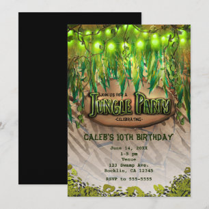 Invitations pour une FÊTE JUNGLE Feuilles & Imprim