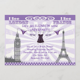 Invitations pourpres de Fête de la mariée de Paris